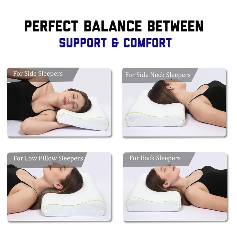 Royal Nap Cervical Orthopedic Memory Foam Pillow | Neck Spondylitis Pain Relief I Ergonomic Support I Washable Cover I I 1 Year Warranty | Standard 12x20 inch (Pack of 1) - Image 3