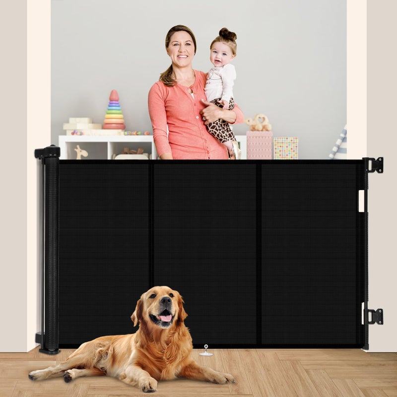 Miumoon 71 inch Retractable Baby Gates 42 inch Tall, Retractable Gate with Reinforced Strip Design to Prevent Crawling Through, 6 FT Retractable Dog Gate for Stairs, Doorways, Hallways, Indoor/Outdoor - Image 1