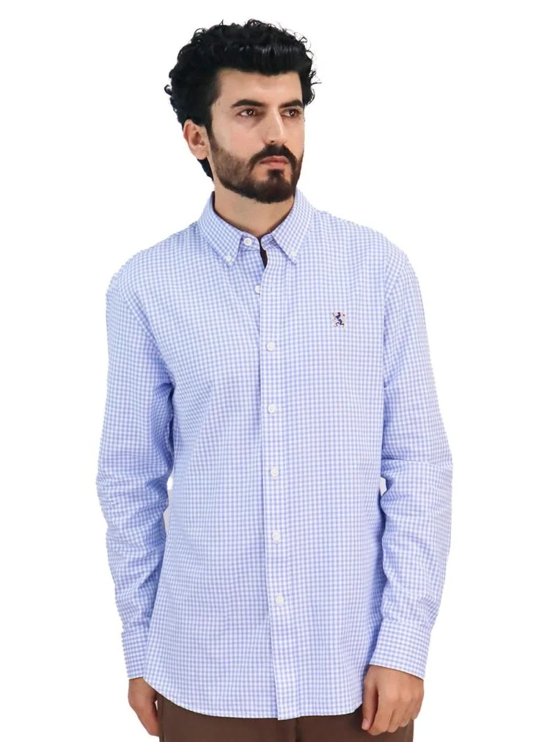 جيوردانو Men's Lion Oxford Shirt - Blue