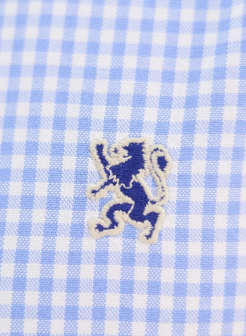 جيوردانو Men's Lion Oxford Shirt - Blue