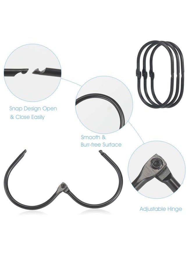 Goowin 12 Pcs Black Metal Shower Curtain Rings, Oval Snap Shower Hooks, Rustproof, Slides Smooth for Shower Curtain Rod - Image 4