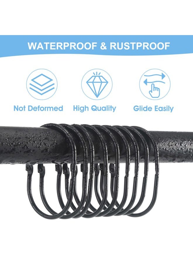 Goowin 12 Pcs Black Metal Shower Curtain Rings, Oval Snap Shower Hooks, Rustproof, Slides Smooth for Shower Curtain Rod - Image 3