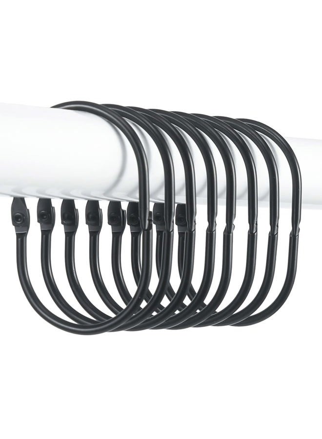 Goowin 12 Pcs Black Metal Shower Curtain Rings, Oval Snap Shower Hooks, Rustproof, Slides Smooth for Shower Curtain Rod - Image 1