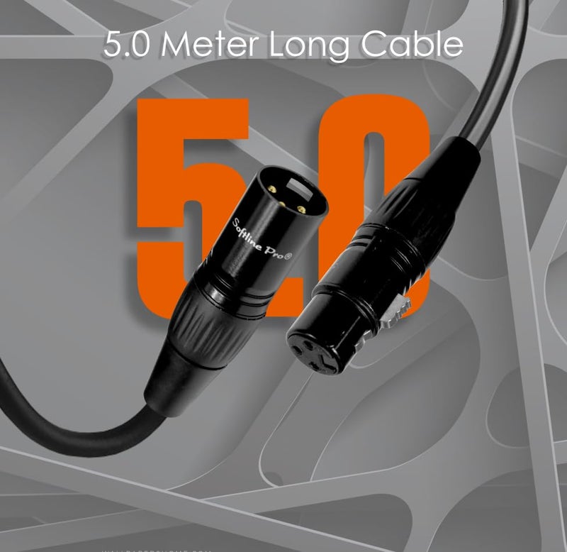 Softline Pro Cable for Mic, 3 Pin XLR Male to XLR Female 16 Ft / 5 Meter Microphone Cable, Waterproof, Flexible, Xygen Free Copper Conductor (SPFM500) - Image 2