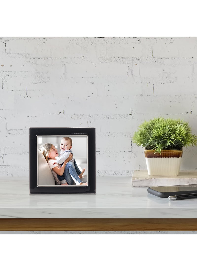 Lawrence Frames 4x4 Silver Metal and Black Enamel Picture Frame  - Image 3