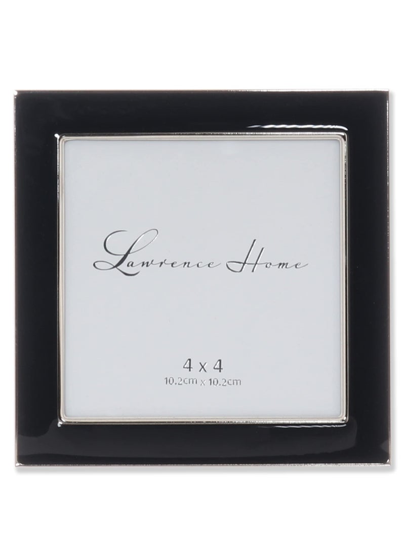 Lawrence Frames 4x4 Silver Metal and Black Enamel Picture Frame  - Image 1
