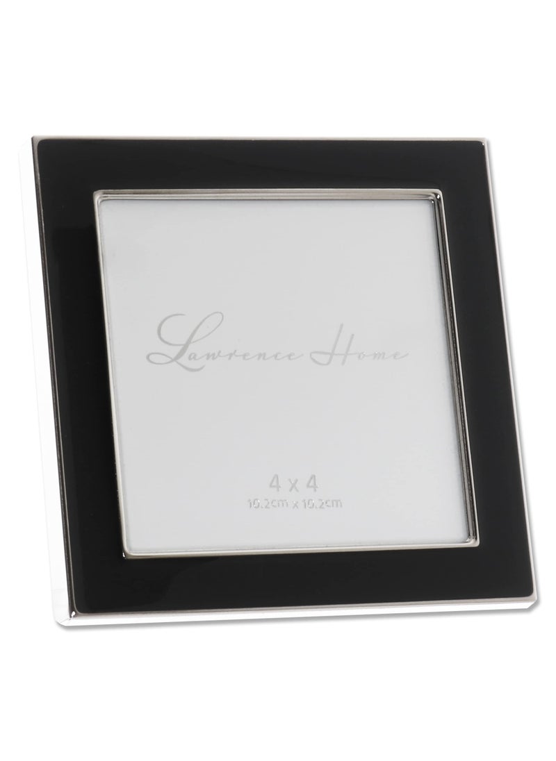 Lawrence Frames 4x4 Silver Metal and Black Enamel Picture Frame  - Image 2