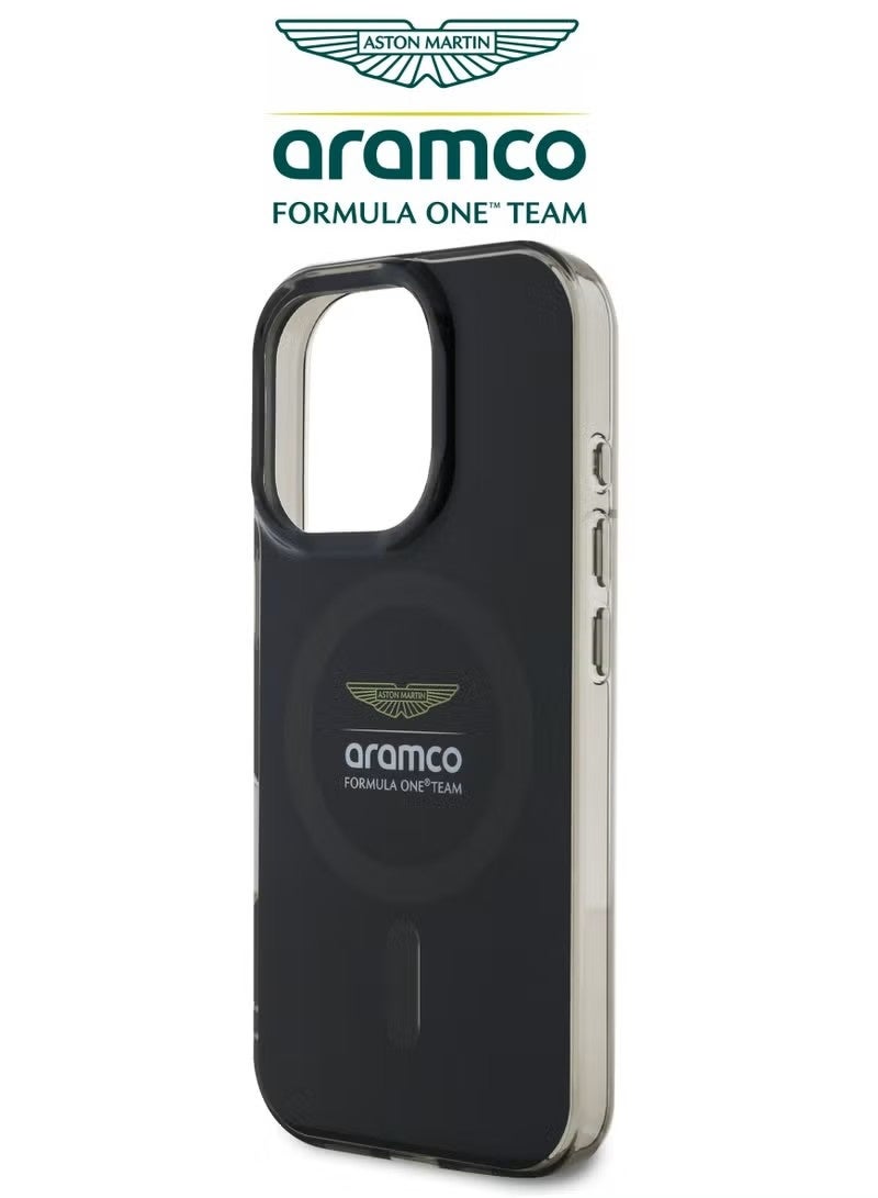 Aramco iPhone 16 Pro Max case with strong back protection for the mobile phone. iPhone 16 Pro Max mobile phone case made of strong and luxurious PC/TPU. iPhone 16 Promax cover with a luxurious French design. Original cover iphone 16 Pro Max certified by the global brand Aston Martin (Aramco). Mobile iphone cover supports wireless charging MagSafe. Black - Image 1