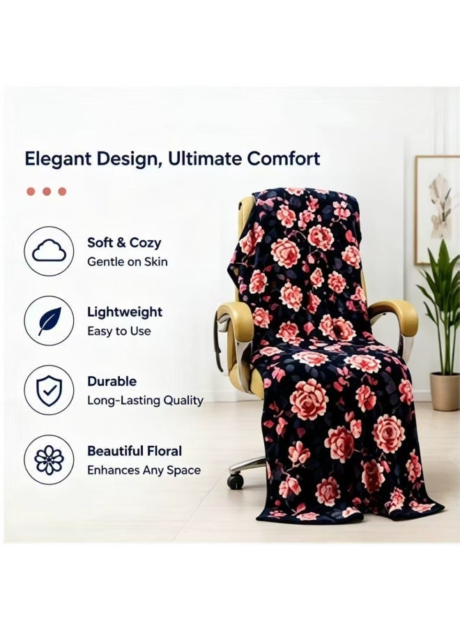 Lightweight And Breathable Blanket - 160 X 220cm Comfortable And Luxurious Nap Blanket, (Black And Pink) Printed Pattern, Suitable for Bedrooms, Offices, And Outdoor Use, Summer Blanket,  Home Decor - Image 2