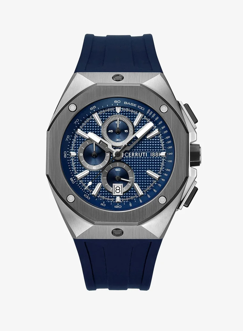 CERRUTI 1881 Arezzo Chronograph Watch for Men - Guilloche Matte Patterned Dial, Silicon Strap