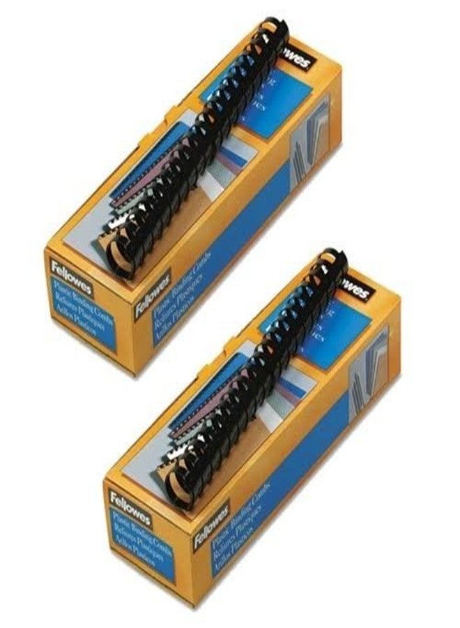 أمشاط تجليد بلاستيكية من Fellowes 52383، قطر 1 بوصة، سعة 200 ورقة، أسود (عبوة من 10 أمشاط) (عبوة من قطعتين)