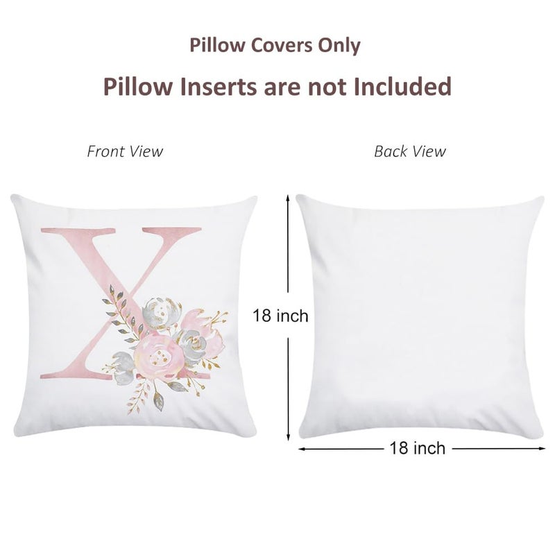 Tillskuch Pink Throw Pillow Covers Cute Alphabet Decorative Cushion Covers Square Letter Throw Pillows Protectors for Sofa Couch Bedroom Chair Home Decor 18 x 18 Inch(X) - Image 5