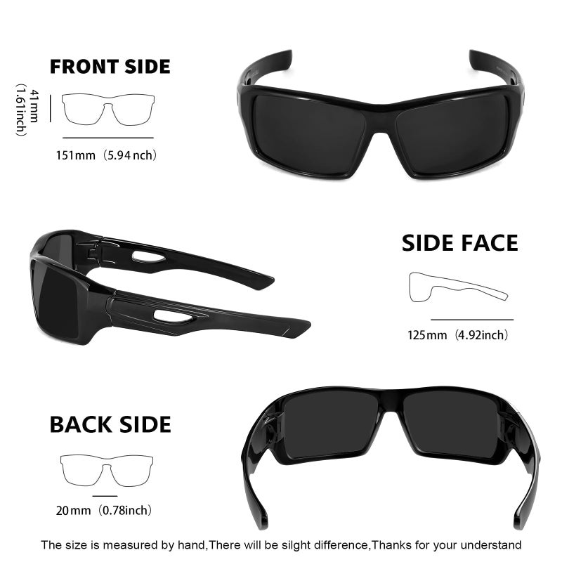 MAXJULI Polarized Wrap Around Sports Sunglasses for Big Heads Men Women UV400 Protection Sun Glasses (Black/Grey) - Image 5