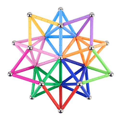 Beicarin 150Pcs Magnetic Building Sticks Blocks Toys, 2.3" Length Magnet Educational Toys Set for Kids and Adult, STEM Building Toy 3D Non-Magnetic Balls with Storage Bag - Image 3