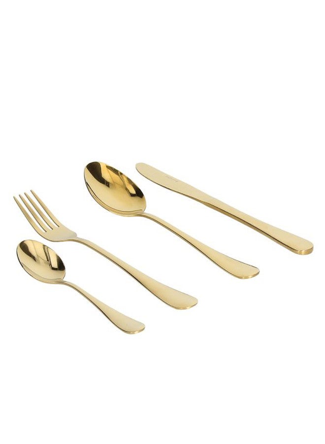 ليون طقم ملاعق و شوك من الستانليس ستيل المقاوم للصدأ مكون من 24 قطعة ذهبي ، طقم يخدم 6 أشخاص - Image 4