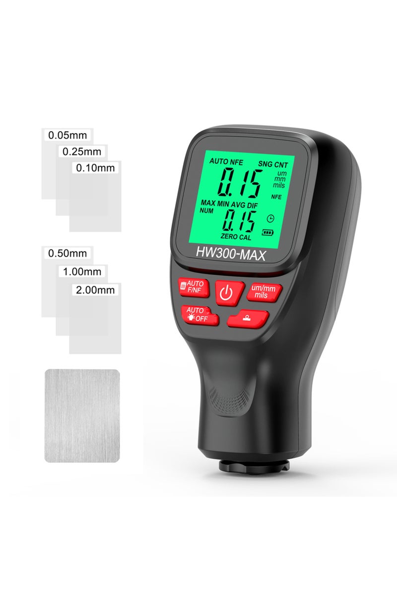erorex Black HW300-MAX Car Paint Thickness Gauge 0-2000UM Coating Meter Automotive Coating Thickness Tester