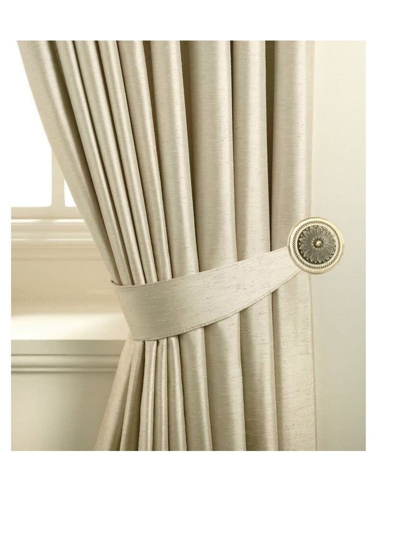 IDT 1 Pair Curtain Holdbacks Window Tie Backs Holders For Bedroom Wall Office Decor Home Sheer Blackout Drapes Blind Curtains Decorations Accessories Buckle Hooks Dark Golden Colour - Image 1