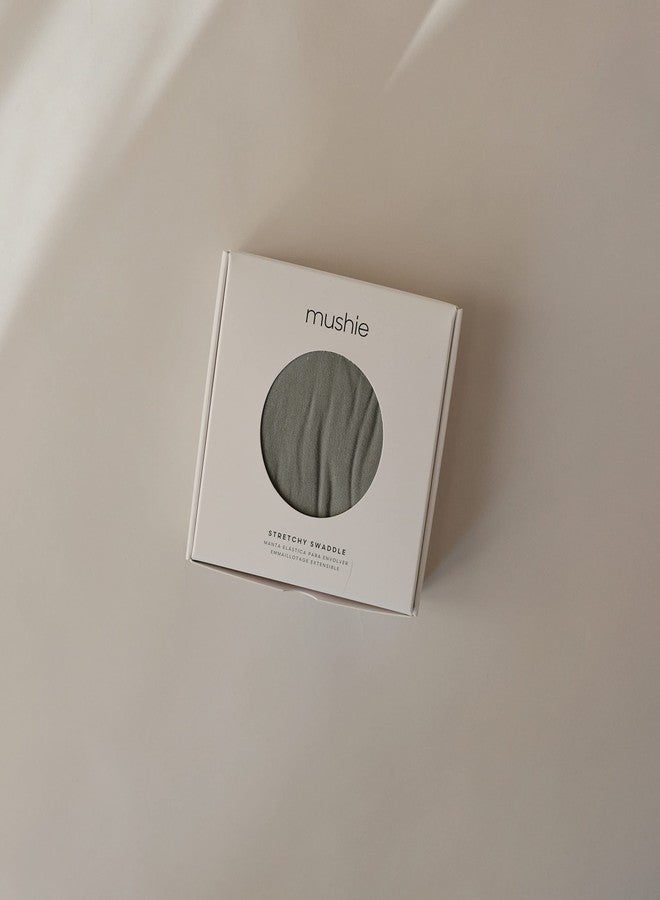 mushie Stretchy Baby Swaddle Blanket | Extra Soft & Snug Fit | 47"x47" (Dried Thyme) - Image 2