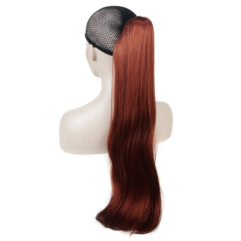 Lydell 24 Long Straight Styled Clip In Claw Ponytail Hairpiece Synthetic Hair Extension with a jawclaw clip 130 Fox Red