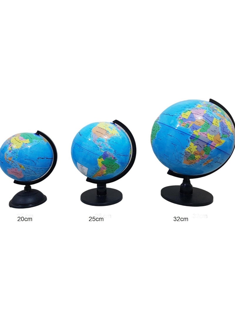 Educational Arabic globe made of shock-resistant PVC material, mounted on a base with a 180-degree rotation axis (25 cm) - Image 2
