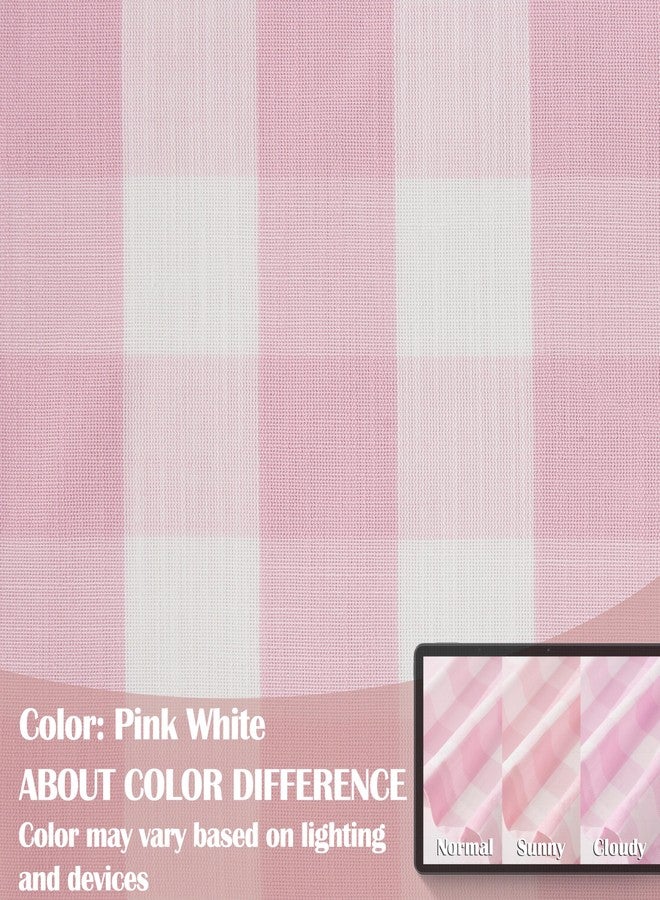 Bapawfish Pink White Buffalo Plaid Semi Sheer Curtains 84 Inches Long,Lovely Girls Room Buffalo Check Drapes,Farmhouse Bedroom Living Room Window Treatment,Rod Pocket,Pink/White(Pack of 2) - Image 4