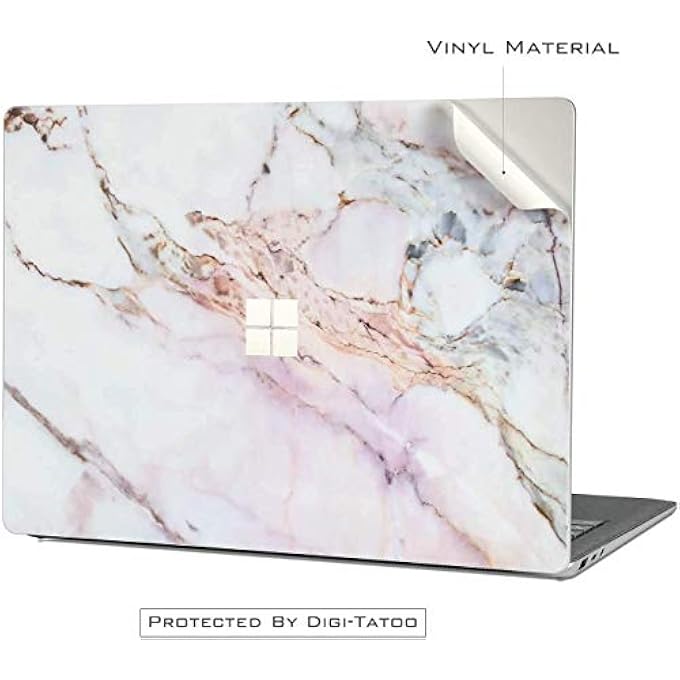 rayihni غطاء جلد ملصق لجهاز 2023 مايكروسوفت سيرفيس لابتوب جو 3 / لابتوب جو 2 / لابتوب جو 12.4 بوصة، سهل التطبيق، مضاد للخدوش، خالي من البقايا من الفينيل [رخام متشقق] - Image 2