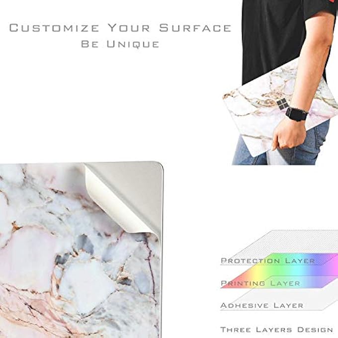 rayihni غطاء جلد ملصق لجهاز 2023 مايكروسوفت سيرفيس لابتوب جو 3 / لابتوب جو 2 / لابتوب جو 12.4 بوصة، سهل التطبيق، مضاد للخدوش، خالي من البقايا من الفينيل [رخام متشقق] - Image 3