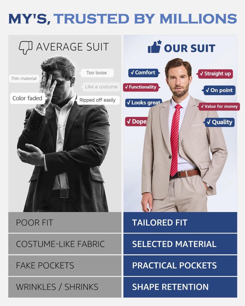 MYS MY'S Men's 2 Piece Suit with Tie, One Button Slim Fit Solid Jacket and Pants Set, Suits for Men Party Prom Wedding & Business, Black - Image 5