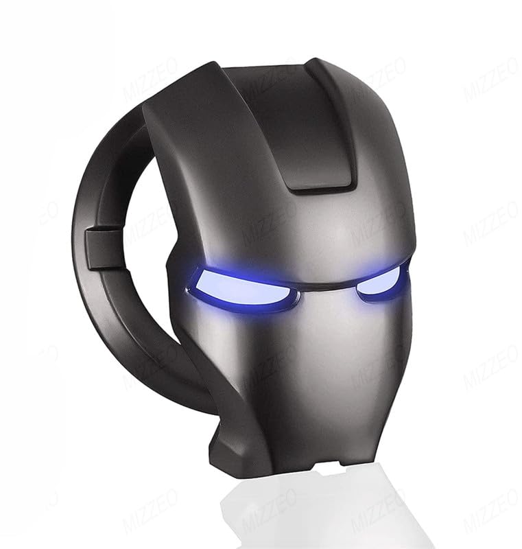 MIZZEO Car Start/Ignition Button Cover 3D Style (Design – Iron Man, Black) Alloy Switch Cover for Interior Decoration Compatible with Tata Safari - Image 1