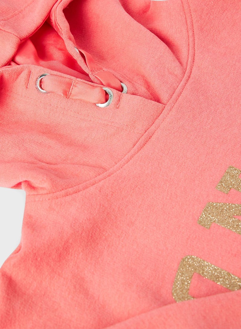 ONLY Kids Glitter Logo Hoodie - Image 3
