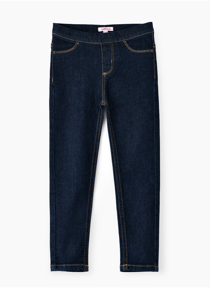 Jelliene Jelliene Girls Basic Denim Jeggings, Soft and Comfortable Cotton-Blend Denim Jeggings for Girls, Perfect for Everyday Wear  - Image 1