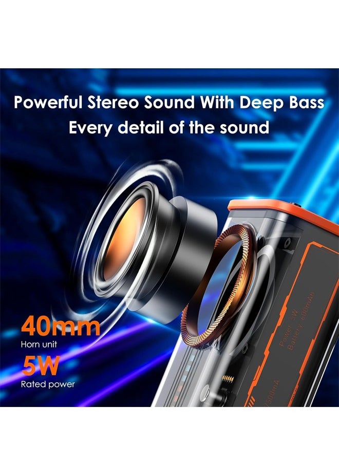 PADOM Padom Transparent Wireless Bluetooth Speaker, Portable Mini Speaker, with Led Colorful Lights Stereo Sound Tws Small Speakers for Office, Party Camping, Shower, Home, Travel, for Any Anniversary(1 Pack)  - Image 5
