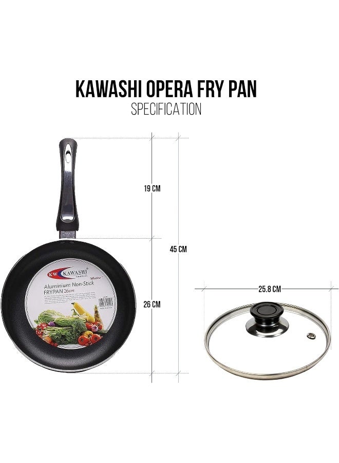 KAWASHI مقلاة كواشي أوبرا 26 سم غير لاصقة من الألمنيوم | داخلية بتشطيب رخام | قاعدة تسخين متساوية | مقبض مقاوم للحرارة | مقلاة للطهي اليومي - Image 4