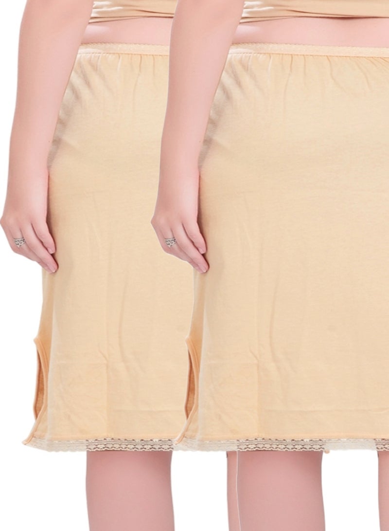 mybody Women’s Mini Inskirt Slip (Pack of 2) – Cotton Rich Beige Underskirt with Stretch Waistband – Ideal for Sarees & Daily Wear  - Image 4