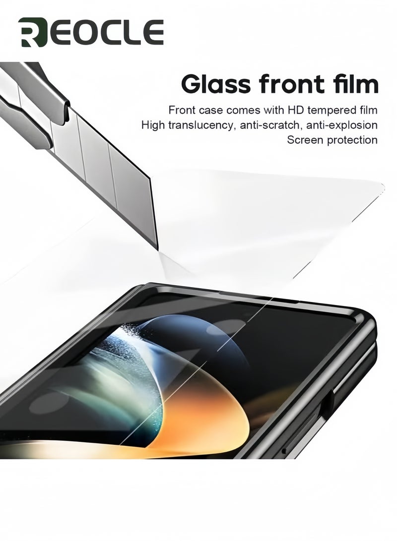 REOCLE Samsung Galaxy Z Fold 5 Frosted & Leather Case with S Pen Holder Built-in Screen Protector and Stand Shock Proof Case with S Pen Slot - Image 5