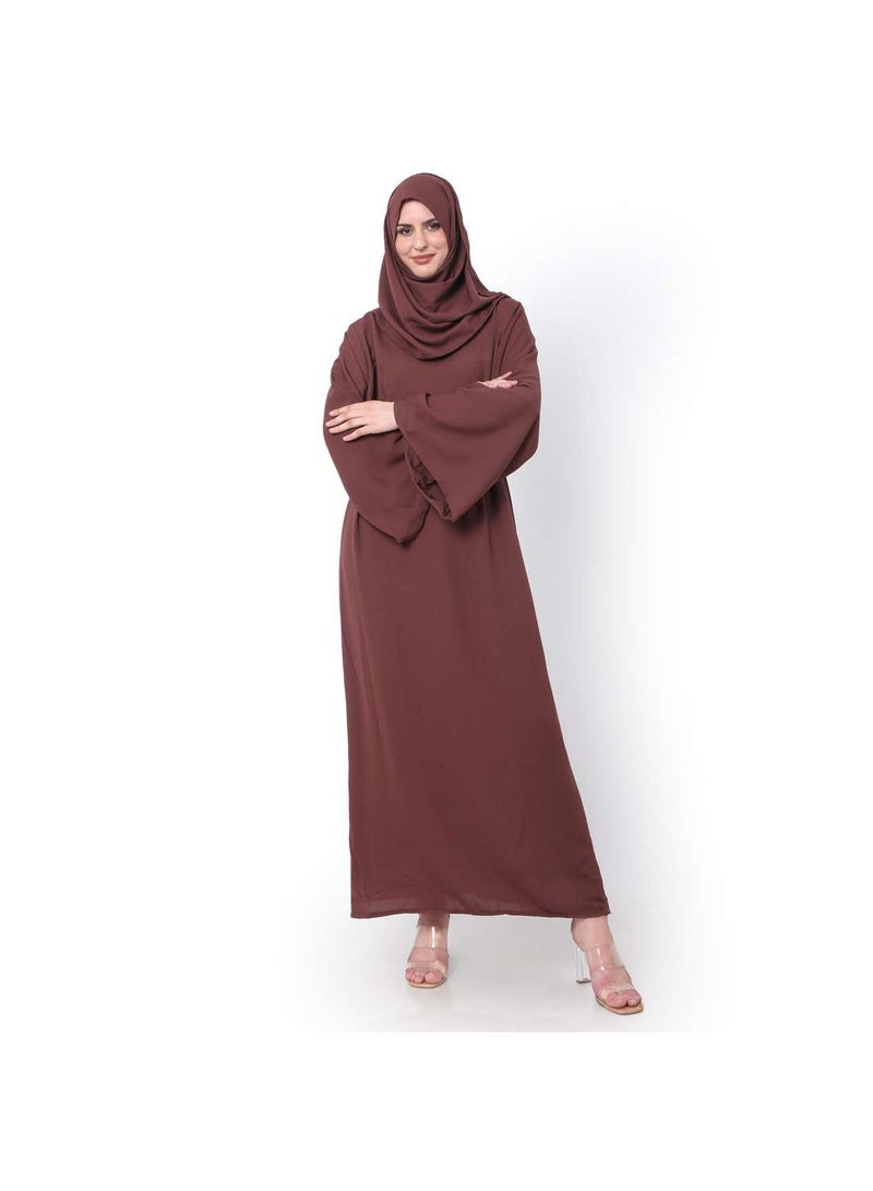 HANA & SARA MODEST SOLID LIGHT WINE COLOUR LONG KAFTAN WITH SCARF AND  ARABIC KAFTAN JALABIYA DRESS  - Image 1