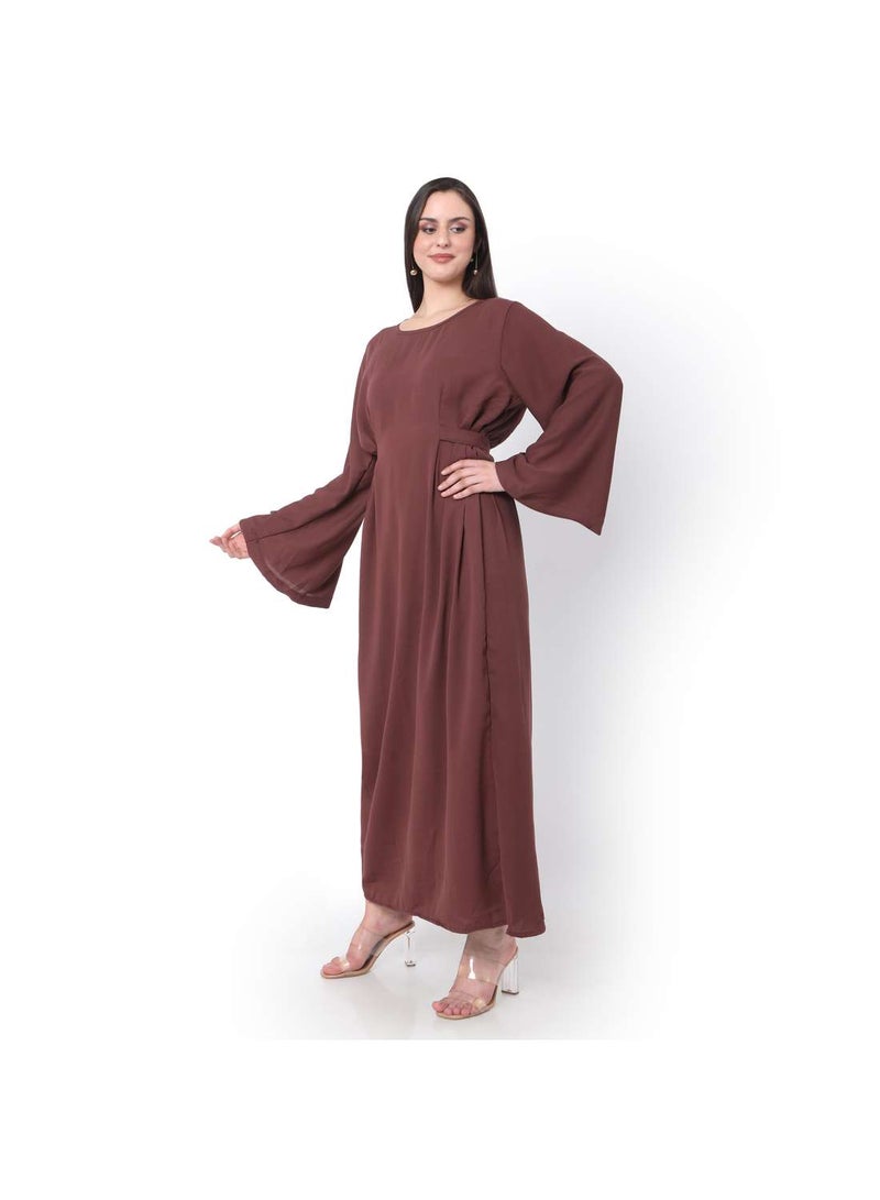 HANA & SARA MODEST SOLID LIGHT WINE COLOUR LONG KAFTAN WITH SCARF AND  ARABIC KAFTAN JALABIYA DRESS  - Image 5