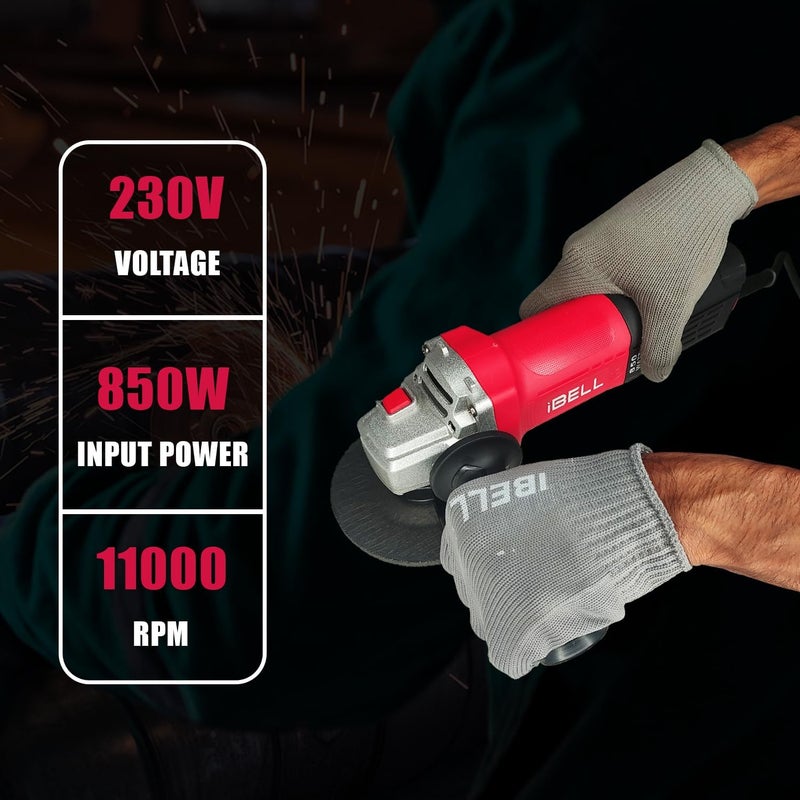 iBELL Angle Grinder AG15-70 | 850W Heavy Duty | Copper Armature | 115mm/4.5" Disc Dia | 11000 RPM | With Grinding Wheel & Guard | Compact & Lightweight - Image 4