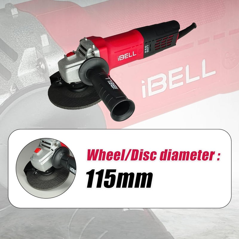 iBELL Angle Grinder AG15-70 | 850W Heavy Duty | Copper Armature | 115mm/4.5" Disc Dia | 11000 RPM | With Grinding Wheel & Guard | Compact & Lightweight - Image 3