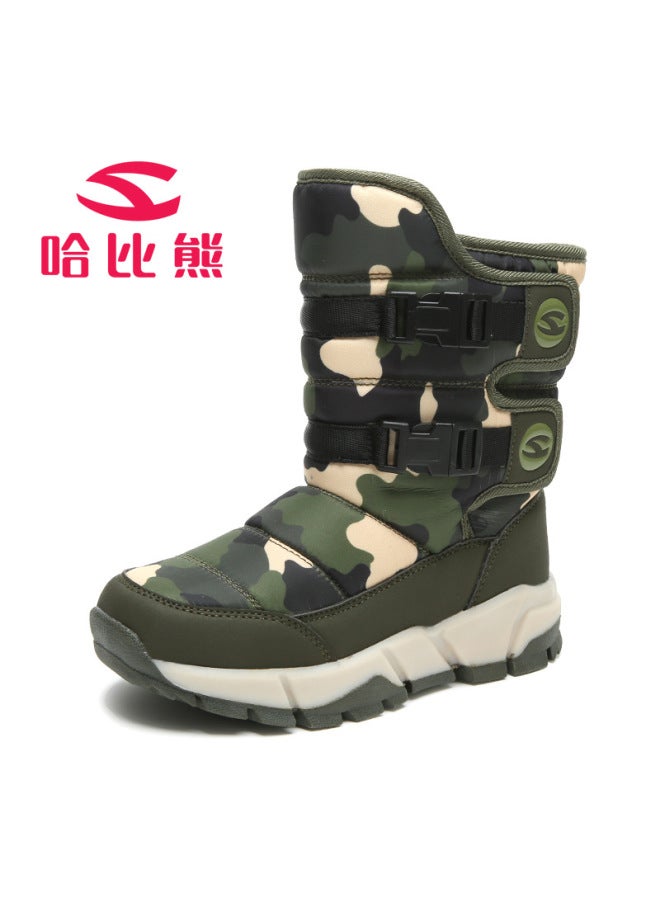 Creative Winter Children's Snow Boots Girls' Fleece-lined Waterproof Boys' Shoes Warm Camouflage Cotton-padded Shoes Medium And Large Children's Short Boots