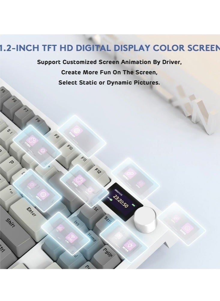 Attack Shark K86 RGB Wireless Gasket Mechanical Keyboard,Triple Mode Bluetooth5.0/2.4G/USB-C 87 Keys Hot Swappable Gaming Keyboard, 4000 mAh Battery 1.2'' HD OLED Display Volume Rotary Button for Games and Work - Image 3