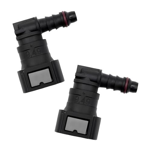 ZNDAW 2 PCS Fuel Line Quick Connector 38 SAE to 516 Nylon Tubing 90 Degree Elbow Fuel Line Connector Elbow Bundy Female to Hose Barb Straight Quick Plugs for Most Vehicles - Image 1