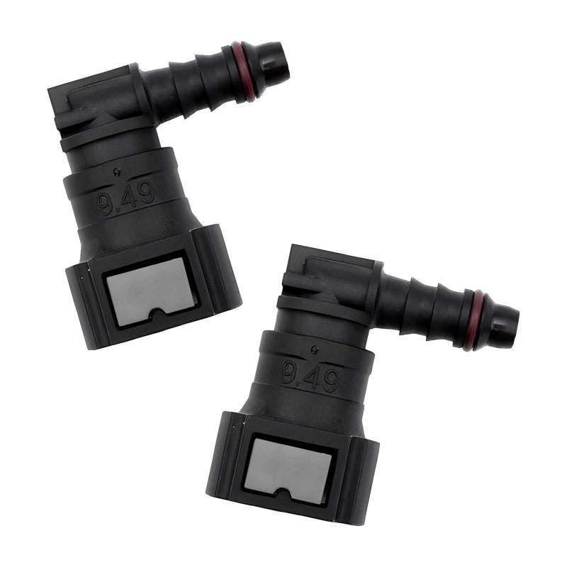 ZNDAW 2 PCS Fuel Line Quick Connector 38 SAE to 516 Nylon Tubing 90 Degree Elbow Fuel Line Connector Elbow Bundy Female to Hose Barb Straight Quick Plugs for Most Vehicles - Image 3