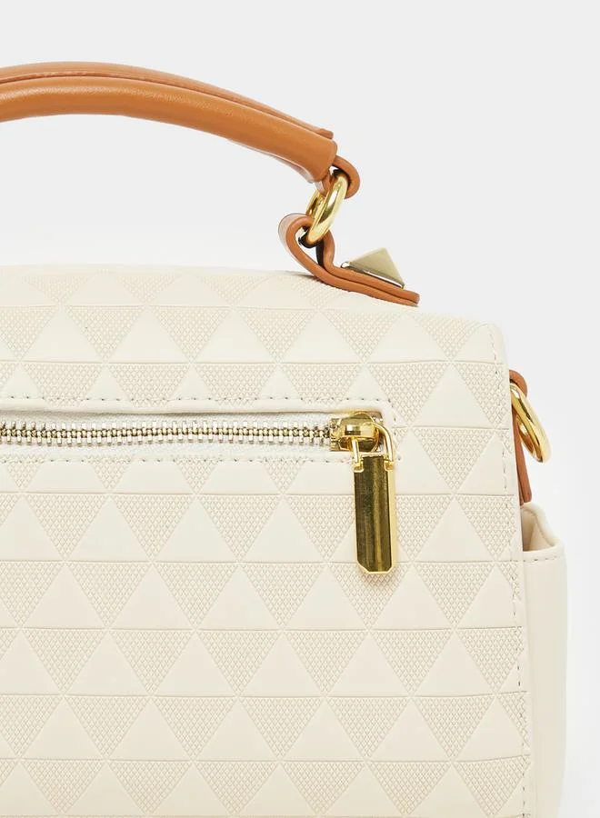 Styli Textured Diamond Pattern Handbag with Adjustable Strap