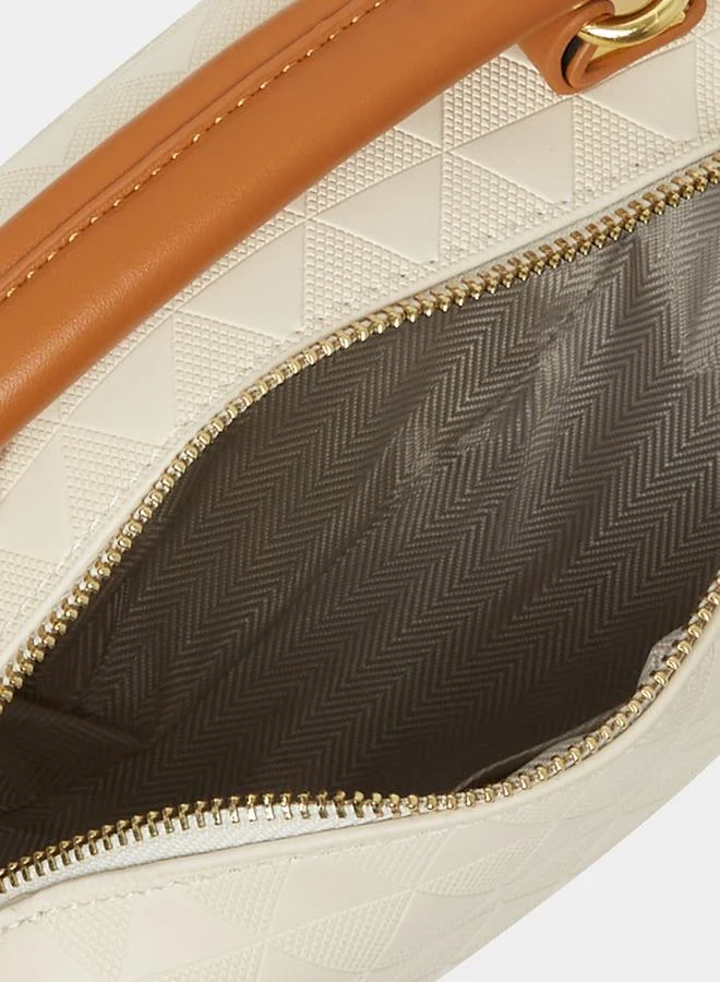 Styli Textured Diamond Pattern Handbag with Adjustable Strap