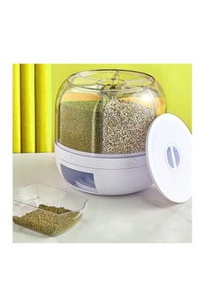 HAVEN Grain Storage Container Dispenser, 22Lbs Rice Dispenser Rotating, 360° Rotating Food Dispenser One-Click Output Rice Storage Round Grain Dispenser Kitchen for Small Grains, Beans, Rice  - Image 2