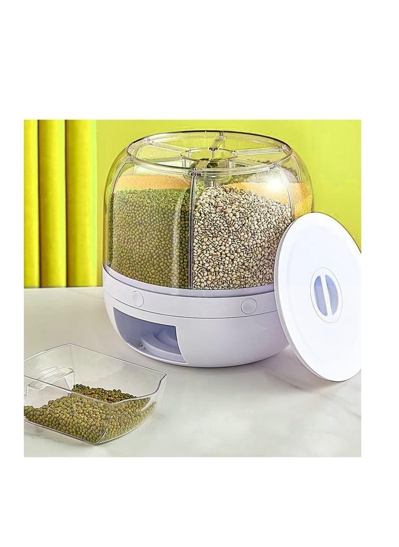 HAVEN - Grain Storage Container Dispenser, 22Lbs Rice Dispenser Rotating, 360° Rotating Food Dispenser One-Click Output Rice Storage Round Grain Dispenser Kitchen for Small Grains, Beans, Rice - Image 1