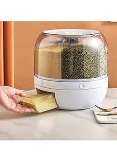 HAVEN Grain Storage Container Dispenser, 22Lbs Rice Dispenser Rotating, 360° Rotating Food Dispenser One-Click Output Rice Storage Round Grain Dispenser Kitchen for Small Grains, Beans, Rice  - Image 4