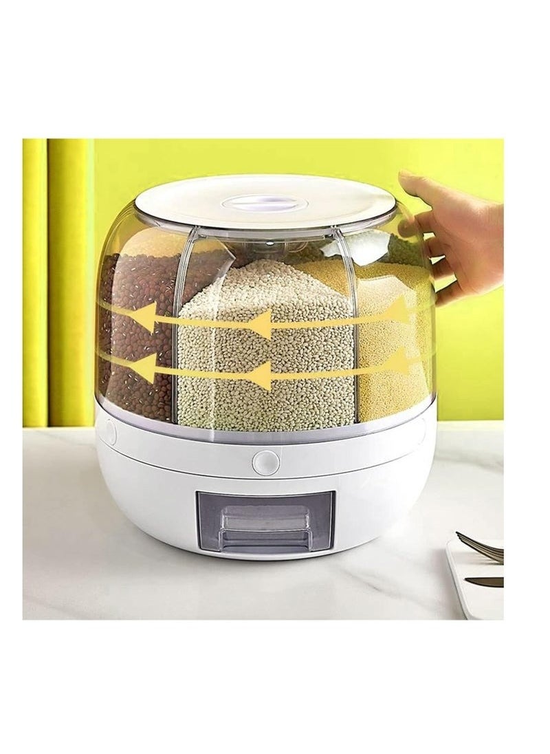 HAVEN - Grain Storage Container Dispenser, 22Lbs Rice Dispenser Rotating, 360° Rotating Food Dispenser One-Click Output Rice Storage Round Grain Dispenser Kitchen for Small Grains, Beans, Rice - Image 1