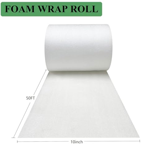 WAUPPY Foam Wrap Roll 10 Inch Wide x 50 FT Length Packing Foam Roll for Moving Supplies and Protection for Fragile, Cushioning Foam Packing Sheets for Wrapping Dish Packing Material - Image 2